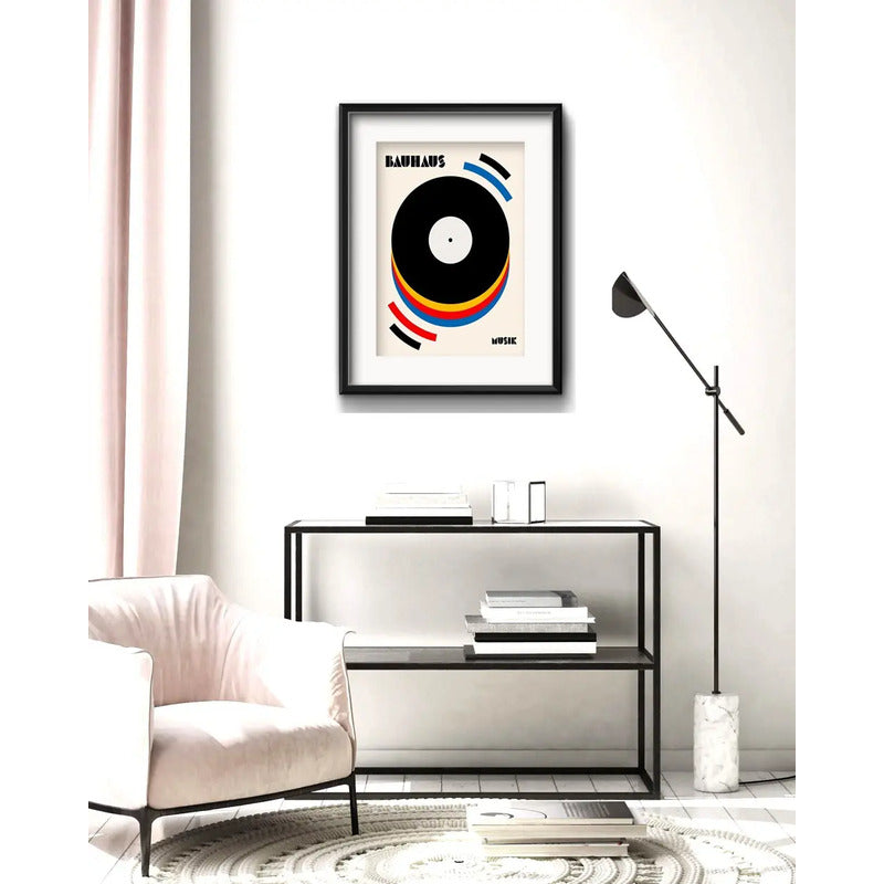 Cuadro Bauhaus Musik Retro Musica Arte 53x43cm Con Paspartú Marco Negro