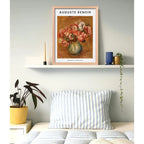 Cuadro Dormitorio Living Auguste Renoir Anémonas Flores Oak Marco Marrón Claro
