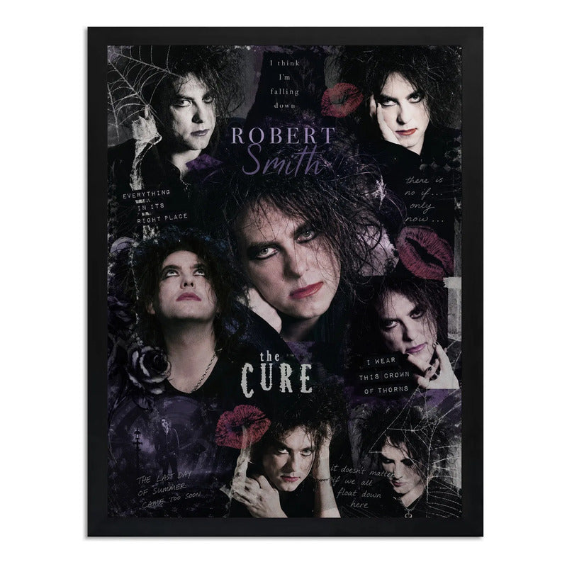 Cuadro Robert Smith The Cure Rock Post Punk Arte Vintage Marco Negro