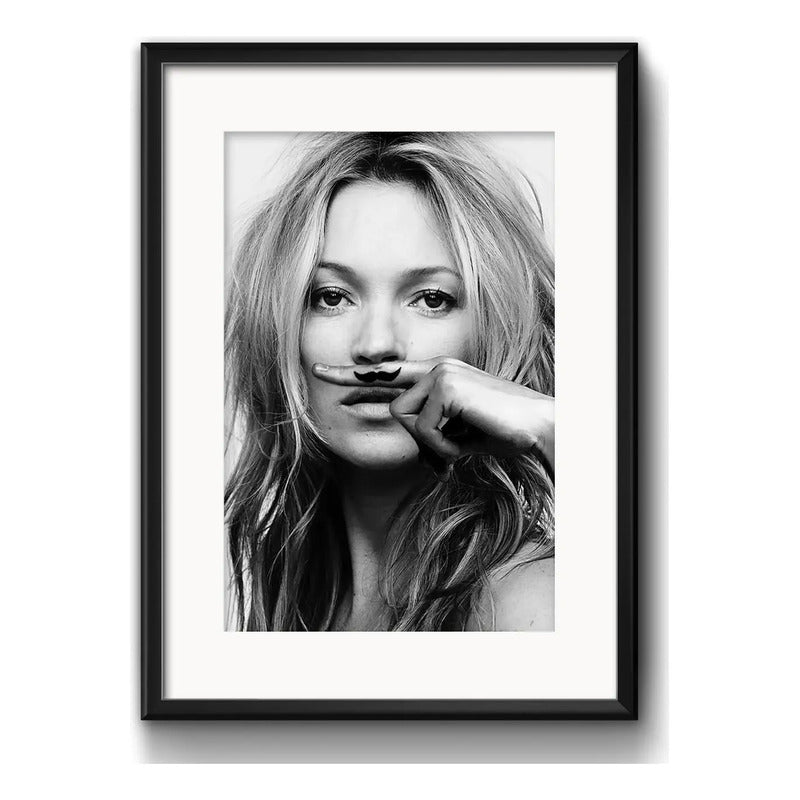 Cuadro Kate Moss Fashion Blanco Y Negro 53x43cm Con Paspartú Kate Moss Life Is A Joke Con Marco Negro