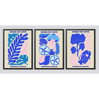 Set 3 Cuadros Decoración Playera Nautico Paraíso Subacuático Marco Negro