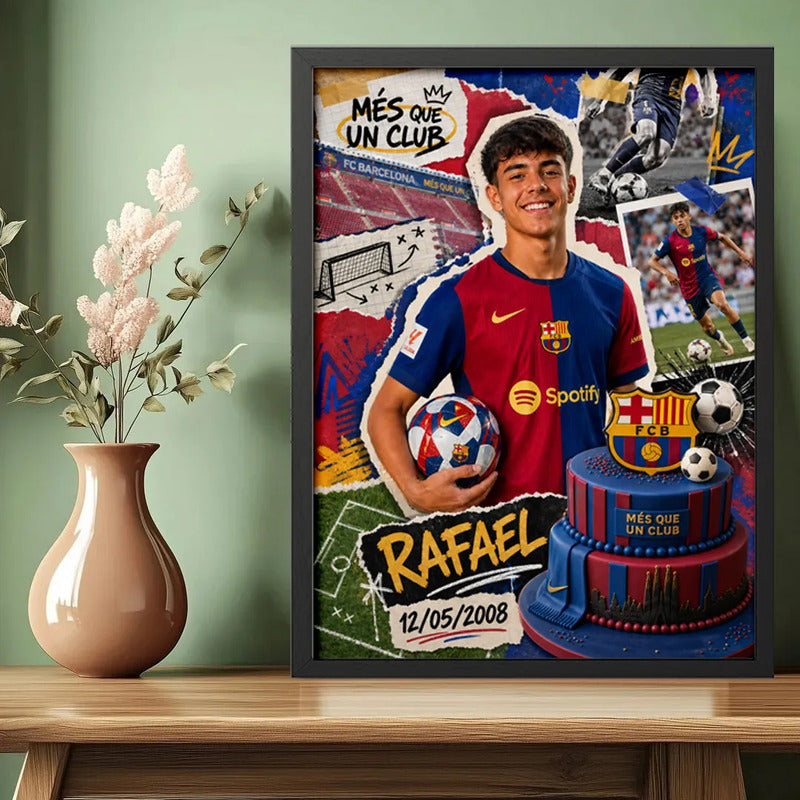 Cuadro Personalizado Cumpleanos Futbol Detalles Arte Regalo Modelo 2 Negro