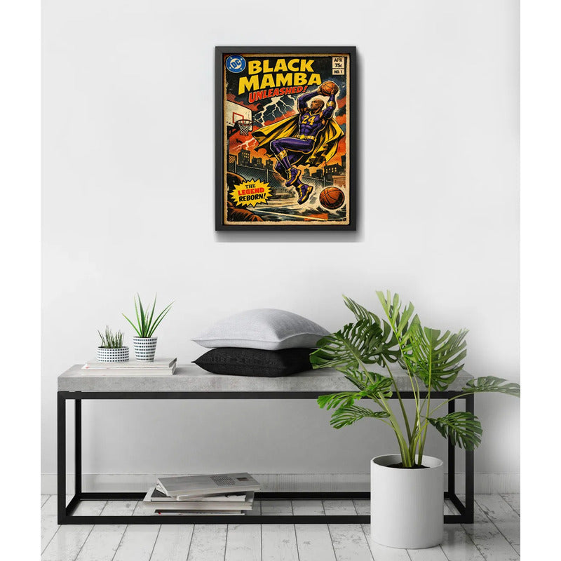 Cuadro Kobe Bryant Black Mamba Comics B2 Baloncesto Deportes Marco Negro