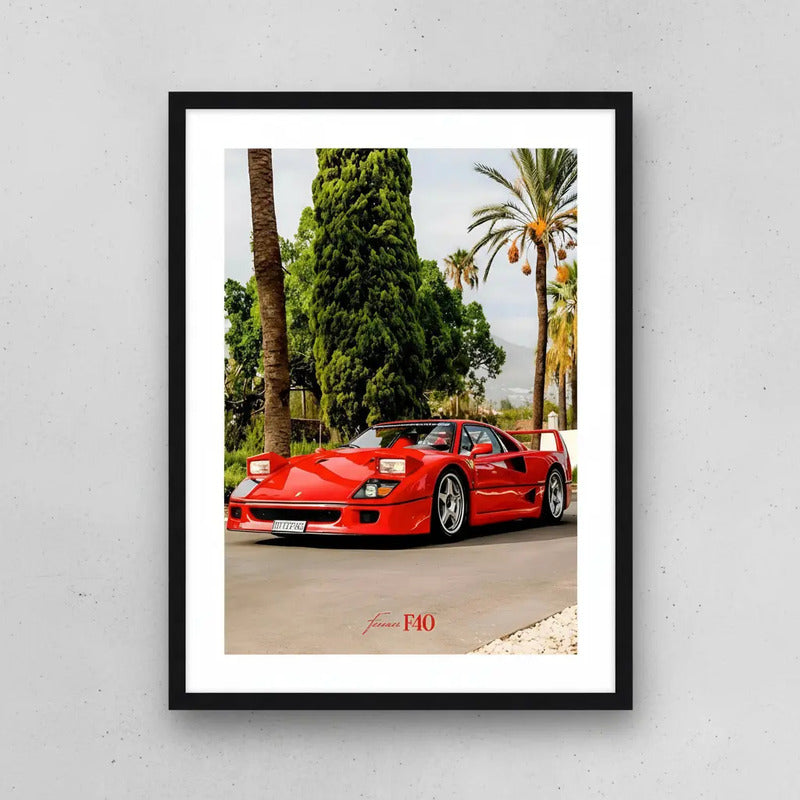 Cuadro Ferrari F40 Auto Modelo Coche Icónico Decoracion Marco Negro