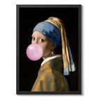Cuadro La Joven De La Perla Chicle Johannes Vermeer Pop Art Marco Negro