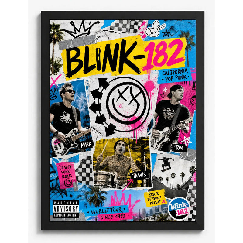 Cuadro Blink-182 Pop Punk Rock Since 1992 Arte Vintage Marco Negro