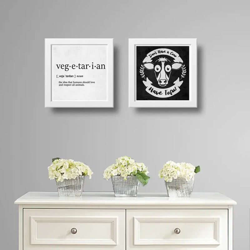 Set 2 Cuadros Vegetariano Frase Cocina Vegana Decoracion