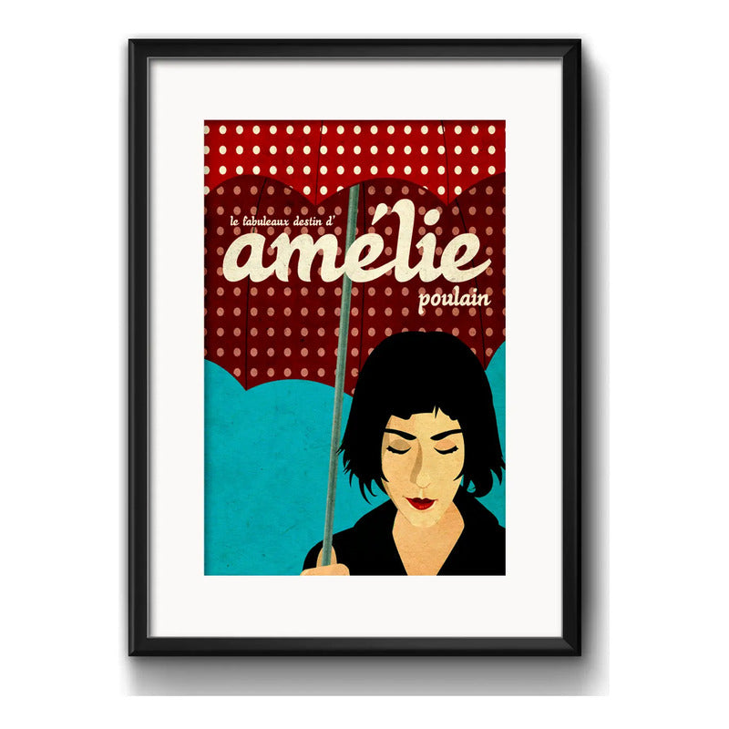 Cuadro Amélie Poulain Arte Pelicula Decoracion Con Paspartú Marco Negro