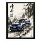 Cuadro Subaru Impreza 22b Sti Auto Vintage Arte Japones Marco Negro