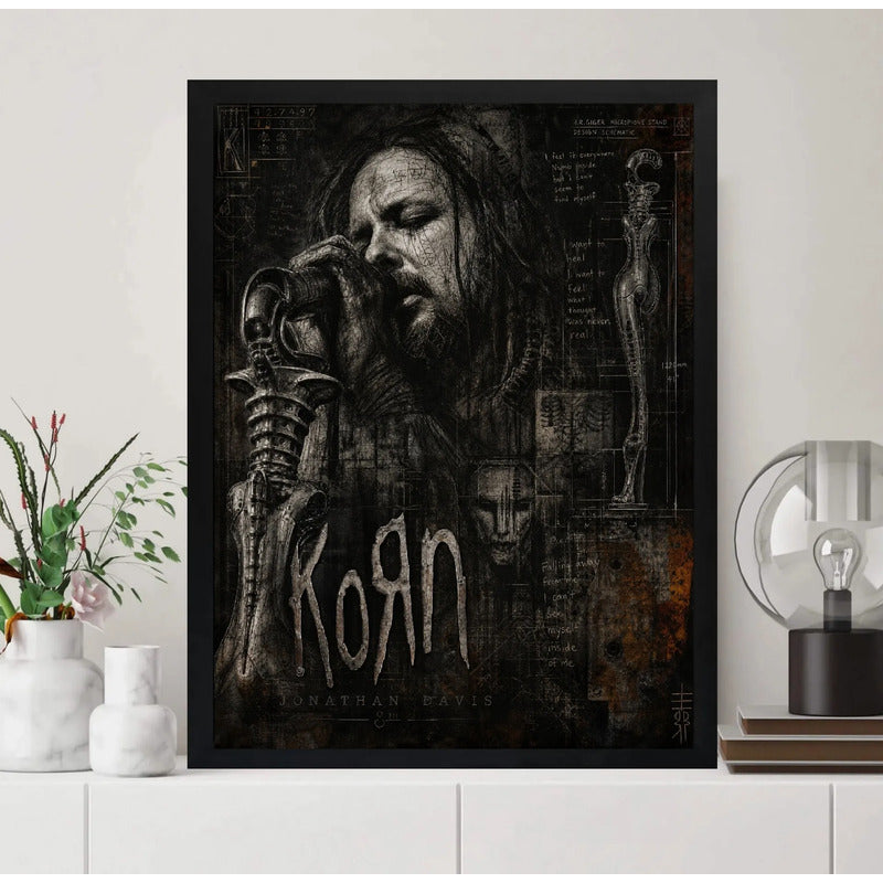 Cuadro Korn Nu Metal Rock Jonathan Davis Musica Arte Marco Negro