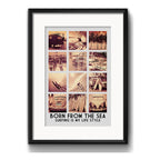 Cuadro Surf Vintage Frase Retro Playa Mar Tabla Con Paspartu Marco Negro