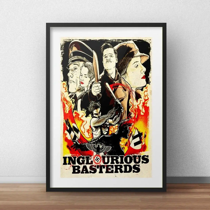 Cuadro Bastardos Sin Gloria Pop Art Tarantino Con Paspartú Marco Negro