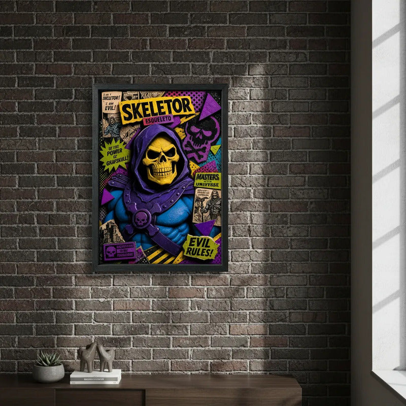 Cuadro Skeletor Masters Of Universe Serie Tv Arte Efecto 3d Marco Negro