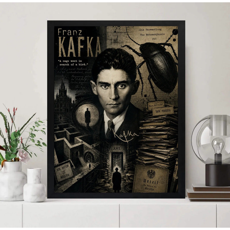 Cuadro Franz Kafka Arte Retro Obras Escritor Metamorfosis Marco Negro