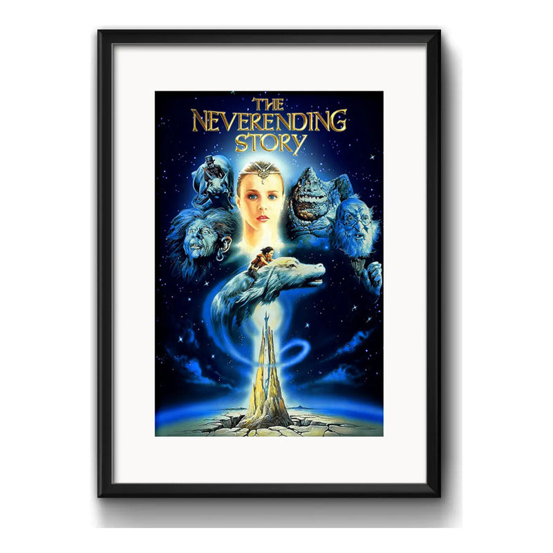 Cuadro The Neverending Story Pelicula Cinema Con Paspartú Marco Negro
