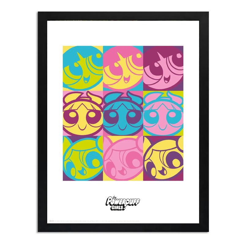 Cuadro Chicas Superpoderosas Pop Art Dibujo Ninas Infantil Marco Negro