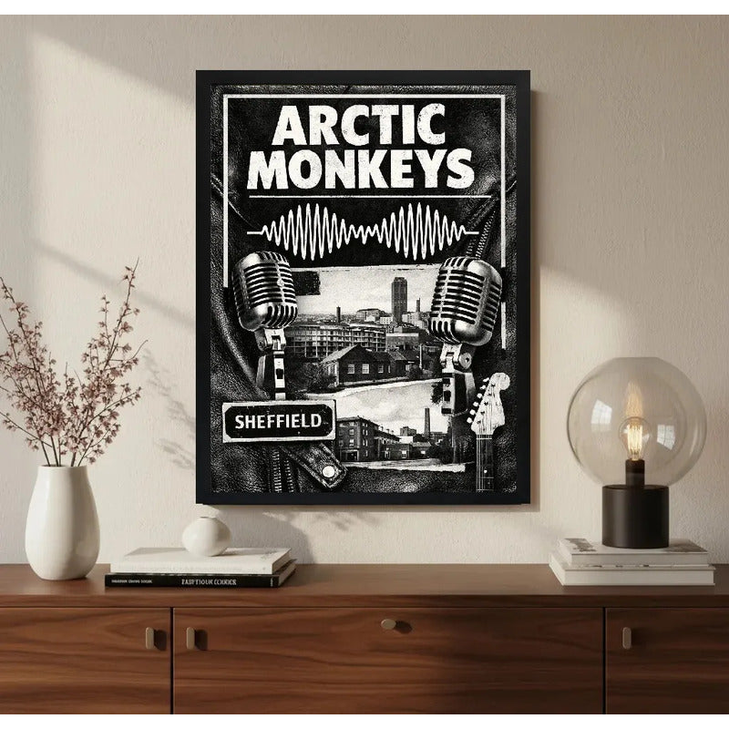 Cuadro Arctic Monkeys Indie Rock Musica Blanco Y Negro Arte Marco Negro