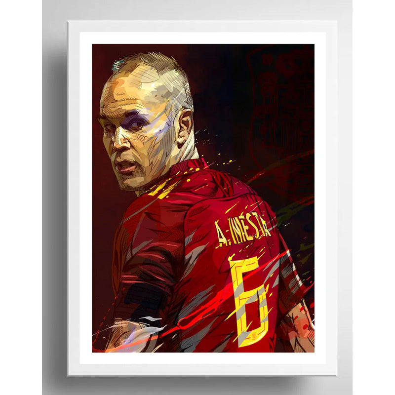 Cuadro Andrés Iniesta Pop Art Fútbol Jugador Club Decoracion