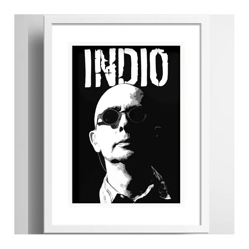 Cuadro Indio Solari En Blanco Y Negro Rock Brs1 Con Paspartú