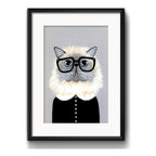 Cuadro Gato Persa Hipster Gatito Br2 Decoracion Con Paspartú Marco Negro
