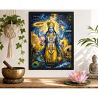 Cuadro Vishnu El Preservador Del Universo India Dios Hindu Marco Negro