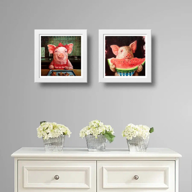 Set 2 Cuadros Cerdo Cook Cocina Comedor Postres Decoracion