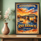 Cuadro Rio Branco Yaguarón Puente Baron Maua Retro Uruguay Marco Negro
