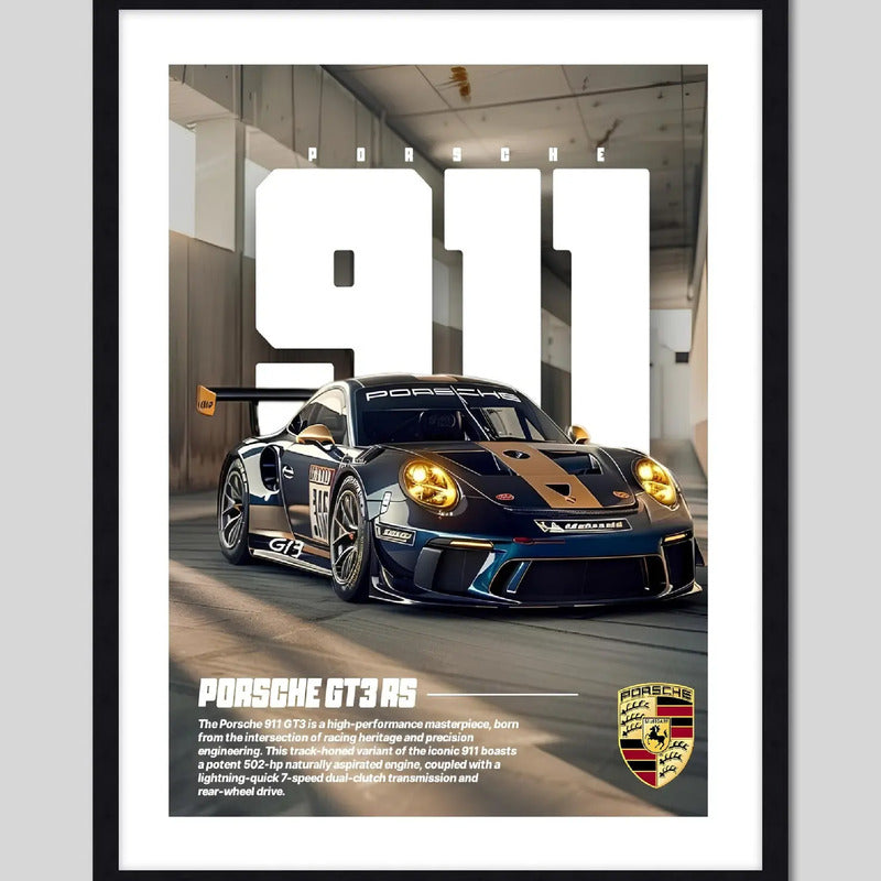 Cuadro Porsche 911 Gt3 Rs Auto Modelo Arte Decoracion Marco Negro