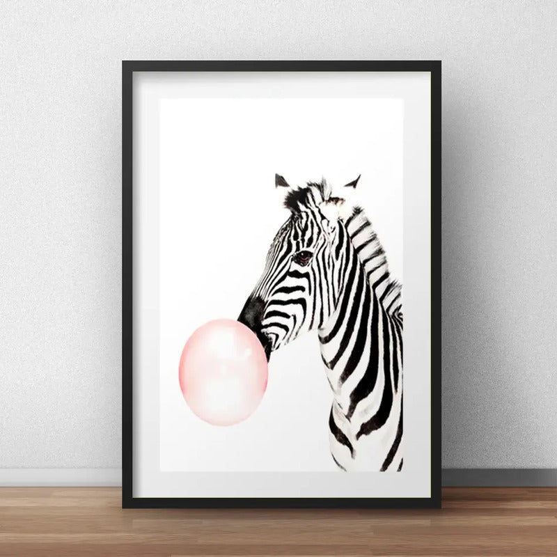 Cuadro Cebra Chicle Animales Arte Decoracion Con Paspartú