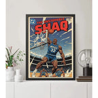Cuadro Shaquille O'neal Comics Retro Baloncesto Deportes Marco Negro