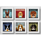 Set 6 Cuadros Perro Cafe Cupcake Ovejero Beagle Collie Chow