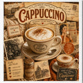 Cuadro Living Comedor Cocina Café Cappuccino Coffee 33x33cm Marco Blanco