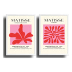 Set 2 Cuadros Dormitorio Living Matisse Tonos Rosa Pink Marco Blanco