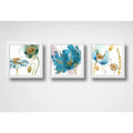 Set 3 Cuadros Flores Arte Floral Hojas Botanico - 33x33cm Marco Blanco