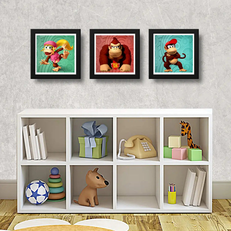 Set 3 Cuadros Donkey Kong Game Videojuego Geek Decoracion