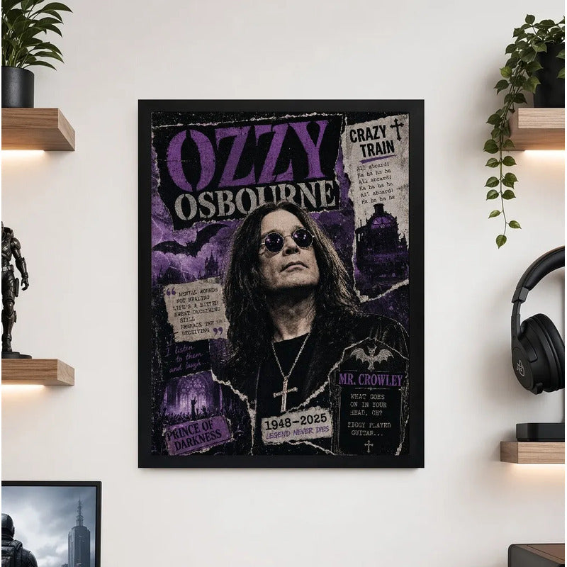 Cuadro Ozzy Osbourne Prince Of Darkness Rock Arte Vintage Marco Negro