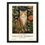 Cuadro Gato Flores William Morris Art & Craft 3 Exposición Marco Negro