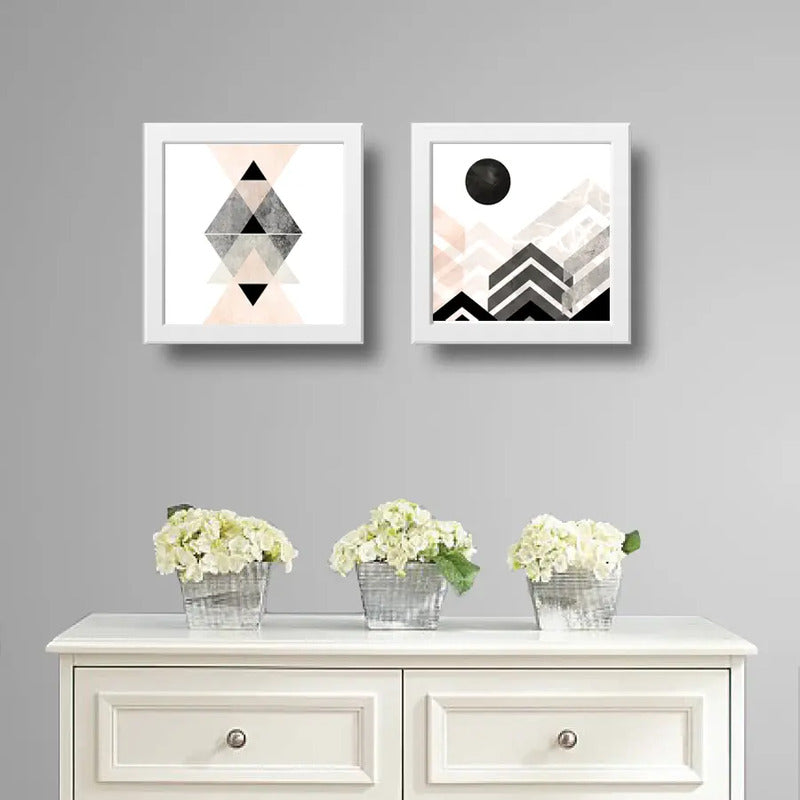 Set 2 Cuadros Geometrico Escandinavo Abstracto Decoracion B3