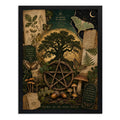 Cuadro Wicca Elementos De La Naturaleza Arbol Arte Vintage Marco Negro