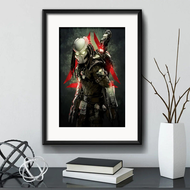 Cuadro Predator Yautja Depredador Pelicula Cine Con Paspartú Marco Negro