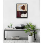 Cuadro Dormitorio Living Boho Abstracto B1 Tonos Terrosos Marco Negro