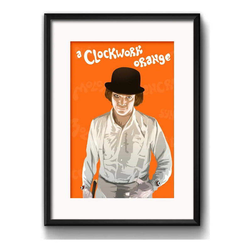 Cuadro La Naranja Mecánica Pop Art Pelicula Con Paspartú Marco Negro