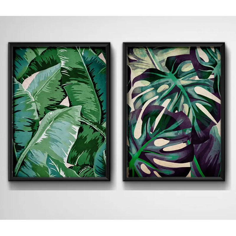 Set 2 Cuadros Hojas Plantas Monstera Botanico Decoracion
