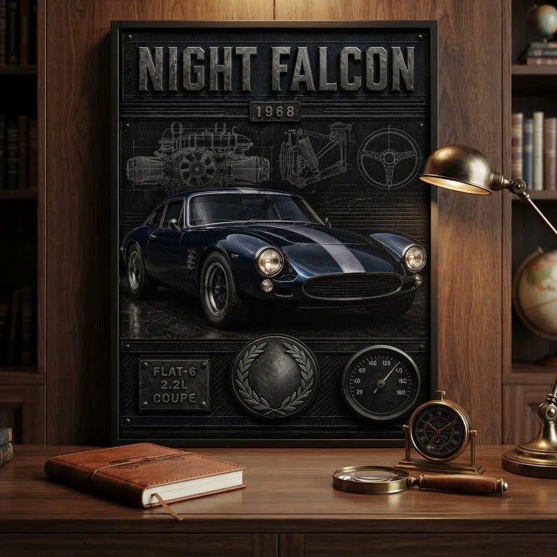 Cuadro Porsche 911 Cupe Clasico Arte 3d Auto Decoracion Marco Negro