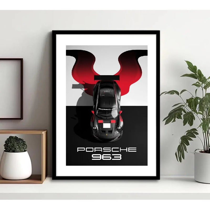Cuadro Porsche 963 Auto Carrera Modelo Marca Arte Decoracion Marco Negro