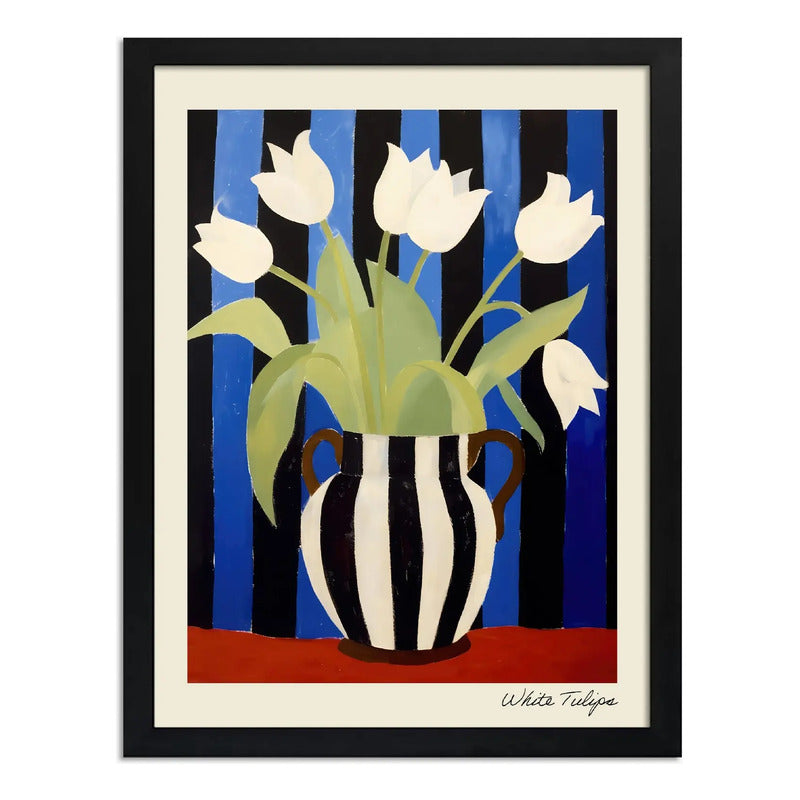 Cuadro Para Dormitorio Living Flores Tulipanes Blancos Arte Tulipanes Blancos 2 Marco Negro