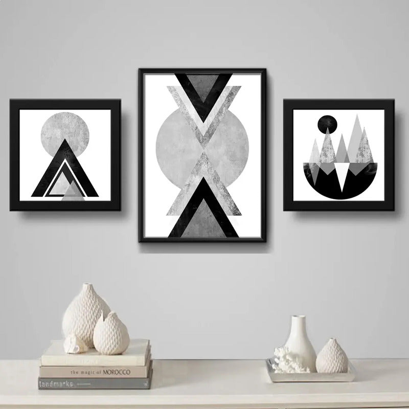 Set 3 Cuadros Geometrico Escandinavo Abstracto Decoracion B4