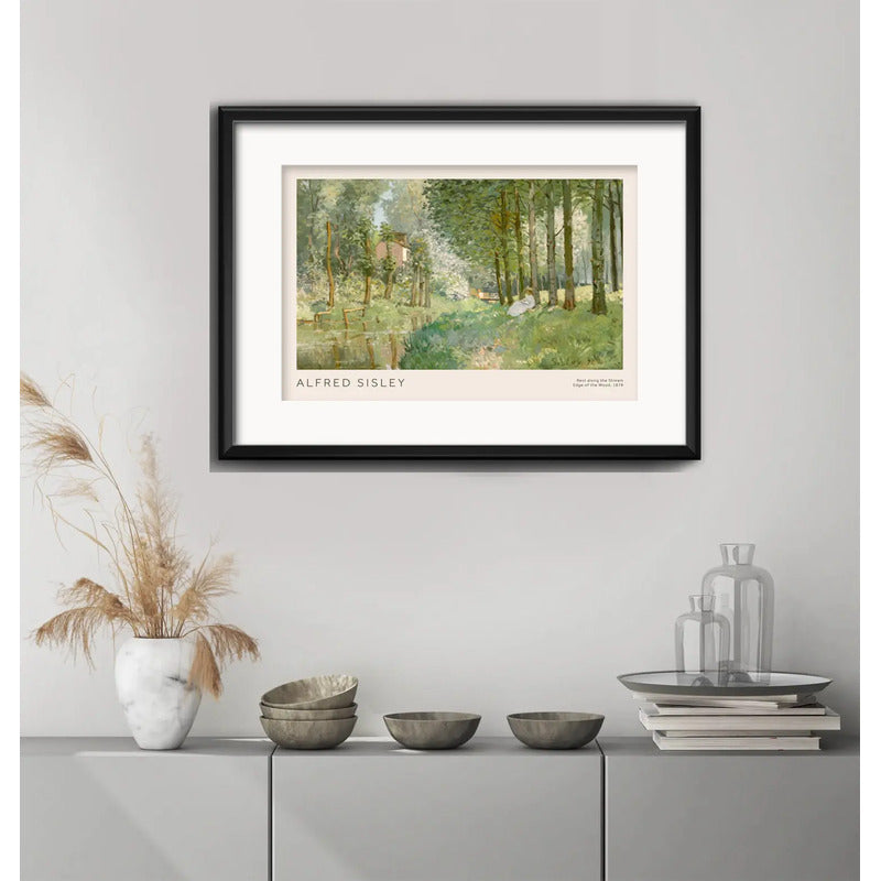 Cuadro Alfred Sisley 1878 Arte Botanico 53x43cm Con Paspartú Marco Negro