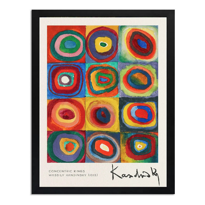 Cuadro Living Kandinsky Anillos Concéntrico Abstracto Arte Marco Negro