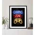Cuadro Game Room Frases Gamer Videojuego Geek Art Decoracion Gaming Zone 2 Marco Negro